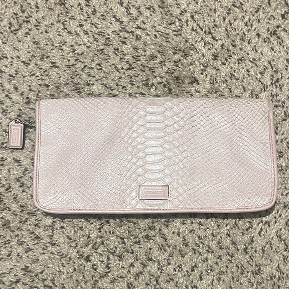 Coach Handbags - Coach Rare Blush Python Fold Over Clutch